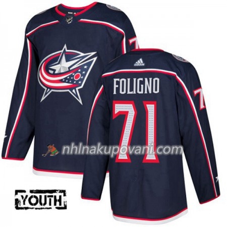 Blue Jackets Dresy Nick Foligno 71 Adidas 2017-2018 Modrá Authentic - Dětské